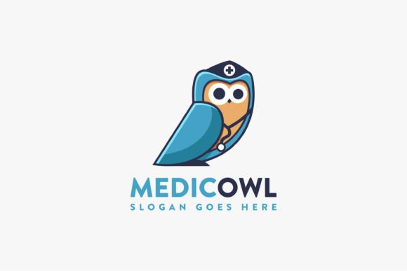 Fun Medical Owl Logo Mascot Vector Graphics