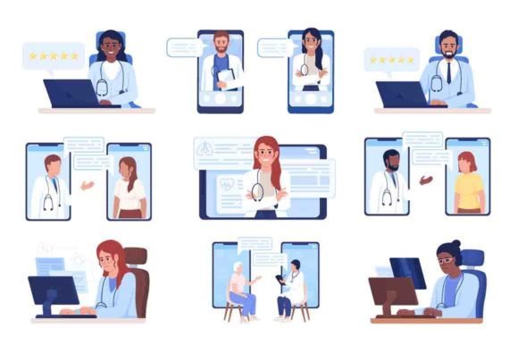 IoT Medical Characters: Graphics & Illustrations