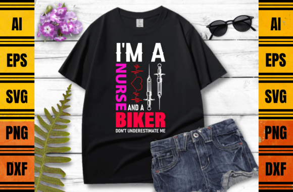 Nurse Biker Graphics for Print Templates